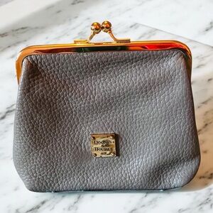 DOONET & BOURKE Pebble Grain Large Framed Change Purse Clutch Gray FAST SHIPPING